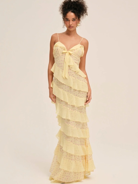 For Love And Lemons Dresses & Skirts - For Love & Lemons Debby Tiered Ruffle Midi Dress Size Medium NWT